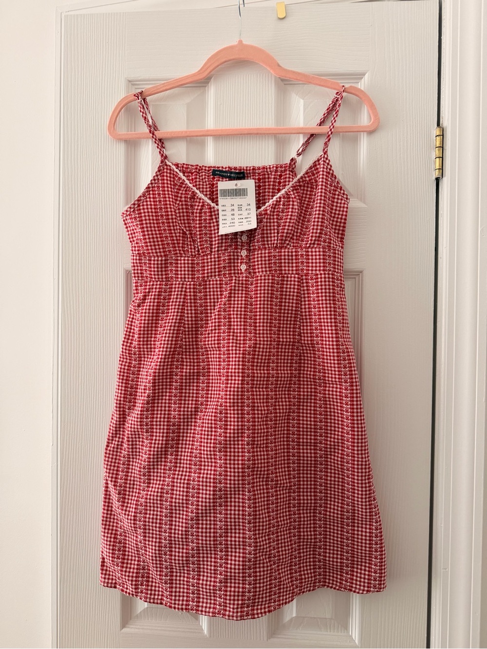 Brandy Melville Red Gingham Spaghetti-Strap Mini Dress
